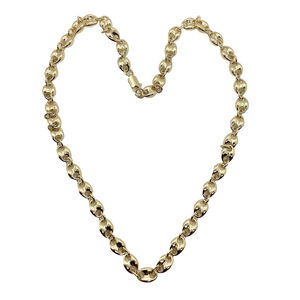 18k Yellow Gold Plated Puffed Anchor Mariner Marina Chain Necklace 8mm 24"  NWOT